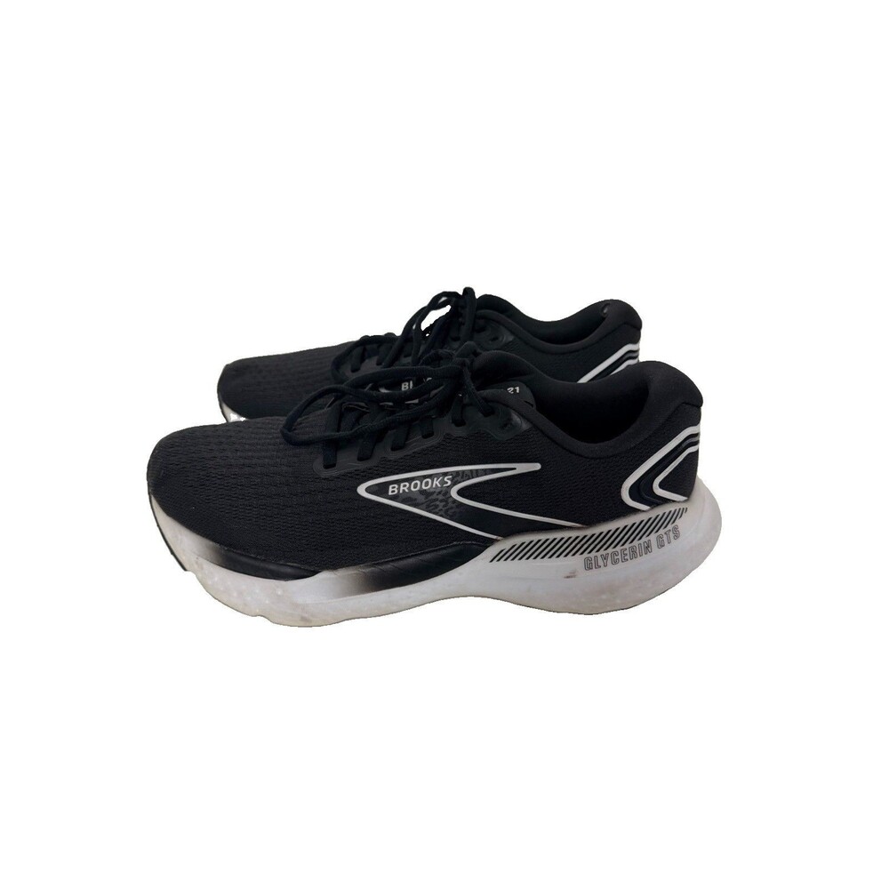 Brooks Glycerin GTS 21 Womens Size 10M Black White Running Walking Sneakers